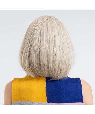HAIRCUBE Creamy White Short Bob Wig with Bangs - 12 Inch Heat Resistant Synthetic Wig for Women - Buy Online on SooperMarket.com