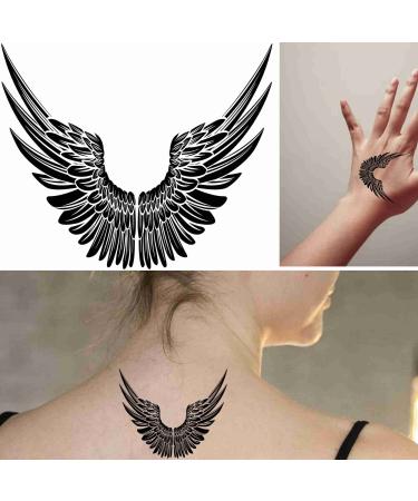 Dopetattoo 6 Sheets Temporary Fake Tattoos for Men Adults Angel Wing Tattoo Temporary Fake Tattoo for Women Neck Arm Chest for Woman