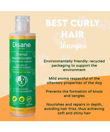 DISANE Natural Dog Conditioner Shampoo for Curly-Haired Dogs with Avocado Oil 250ml | Nourishing & Repairing Coat, Prevents Frizz, Enhances Curls - Buy Online on SooperMarket.com