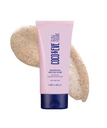 Coco & Eve Resurfacing Body Gel Scrub - Exfoliating Scrub with AHA BHA for Smoothing Brightening and Pre-Tan Prep. Improves Dry Textured Skin Uneven Tone. Suitable for Sensitive Skin (5.75 fl oz)