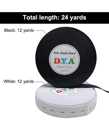 0.75 Inch Button Hole Elastic Band 24 Yards for DIY Waistband & Necklines - 2 Rolls (Black + White) - Stretch Knitting Elastic - Buy Online on SooperMarket.com