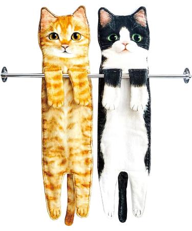 Cat Funny Hand Towels - Cute Decorative Washcloths for Bathroom & Kitchen Decor - Absorbent & Soft - Great Housewarming Gift for Cat Lovers - Orange - Buy Online on SooperMarket.com