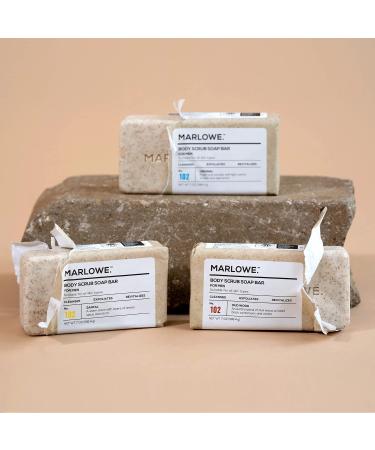Marlowe No. 102 Men's Body Scrub Soap Trio | Best Exfoliating Bar w Green Tea | 3 Scents: Original, Oud Wood, Warm Santal - Buy Online on SooperMarket.com