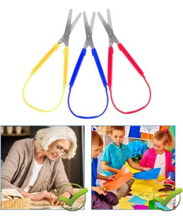 Yellow Loop Scissors for Kids Adult Easy Grip Easy Opening Adapted Scissors for Special Needs Safety Round Tip Open Squeeze Handles Multipurpose Comfort Grip Stainless Steel Office Scissors - Buy Online on SooperMarket.com