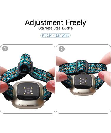 Maledan Compatible with Fitbit Sense and Versa 3 Bands Women Men - Adjustable Stretchy Nylon Solo Loop Braided Sport Elastics Strap for Fitbit Sense & Versa 3 Smartwatch Arrow/ Colorful/ Boho Flower - Buy Online on SooperMarket.com
