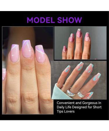 Gelike EC Short Coffin Nail Tips - 240PCS | Soft Gel Full Cover Nail Extensions | Pre Etched Clear False Nails | Press On Nails | 10 Sizes - PMMA Resin - Buy Online on SooperMarket.com