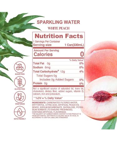 GENKI FOREST White Peach Sparkling Water 11.15 fl oz Cans (Pack of 24) - Buy Online on SooperMarket.com