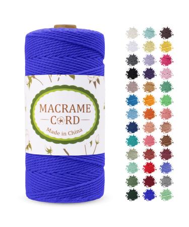 LEREATI 2mm Macrame Cord  2mm x 219yards Colored Macrame Rope Yarn  Natural Cotton Cord 3 Strands DIY Craft String for Wall Hanging  Plant Hangers  Knitting  Christmas  Wrapping (Navy Blue) Navy Blue 2mm x 219yards