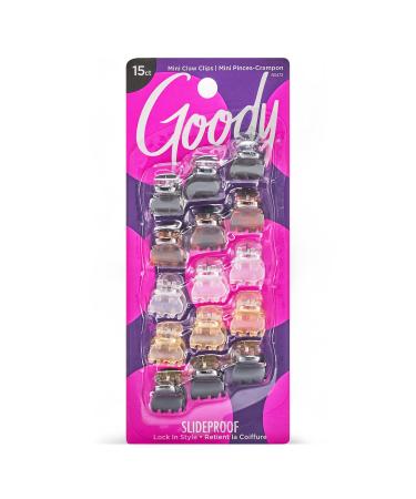 Goody Classics Mini Claw Clips - Assorted Colors - Great for Easily Pulling Up Your Hair - Pain-Free Hair Accessories for Women, Men, Boys and Girls, 15 Count (Pack of 1) Multicolor 15 Count (Pack of 1)