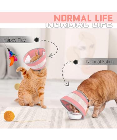 Supet Breathable Adjustable Cat Cone Collar - Water Resistant & Soft Recovery E-Collar for Cats - Pink (Neck Girth 14-24CM) - Buy Online on SooperMarket.com