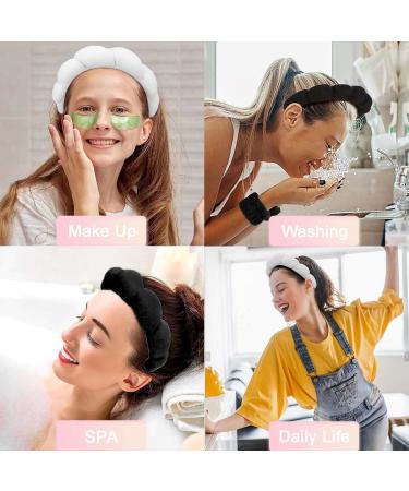 Spa Headband for Women - Soft Terry Cloth Makeup Headband Set for Face Washing and Skincare - Includes Face Wash Wristbands - Ideal Gift - Black+Grey - Buy Online on SooperMarket.com