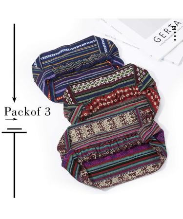 Cakure Boho Wide Headbands Set - Pack of 3 for Women and Girls | African Head Wraps, No Slip, Elastic Sweat Bands for Yoga Workout - Buy Online on SooperMarket.com