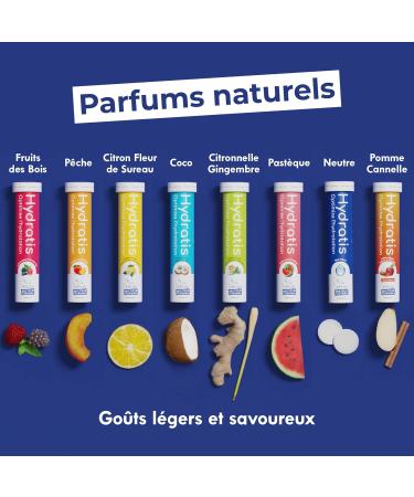HYDRATIS - Peach Effervescent Lozenges - Optimizes Hydration - Rich in Minerals - Low Sugar - Light Tastes - Sport Cramps Recovery - 20 Lozenges 1 Tube white - Buy Online on SooperMarket.com