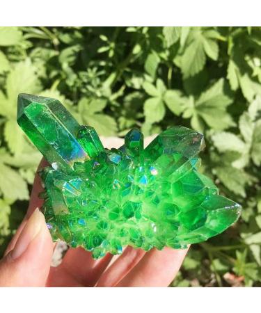 Home Decoration 100-120g Natural Crystal Green Angel Aura Quartz Cluster specimens Cured Titanium Coating Quartz Cluster Stones kaixun (Size : 70g) - Buy Online on SooperMarket.com