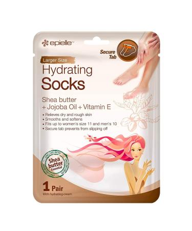 Epielle Hydrating Foot Masks (Socks 6pk) for foot cracked and dry heel to toe and callus Spa Masks - Shea butter + Jojoba Oil + Vitamin E Moisturize