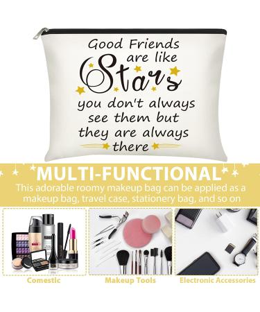3-Piece Good Friend Gifts Cosmetic Bags for Women - Funny Long Distance Friendship, Birthday, Christmas & Moving Away Presents - Makeup Travel Cases for Best Friends, Soul Sisters (Stylish Design) - Buy Online on SooperMarket.com