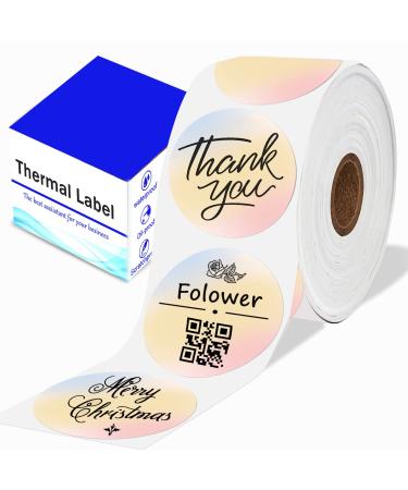 Joatuxul 2 Inch Round Thermal Sticker Labels Self-Adhesive 2 '' 2 '' Circle Direct Thermal Labels Multi-Purpose Thermal Printer Labels for DIY Logo Design Name Tag QR Code 600 Labels/1 Roll Colorful 2 inches (round) rainbow color