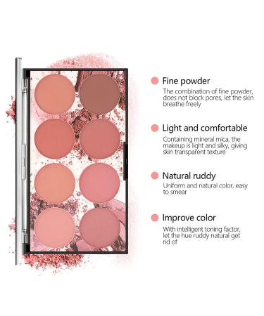 CCbeauty 8 Color Matte Blush Palette for Long Lasting Natural Glow | Professional Face Blushes and Highlight Palette - Ideal Valentine's Day Gift for Her - Buy Online on SooperMarket.com