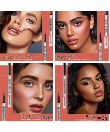 2 in 1 Waterproof 3D Eyebrow Pencil with Eyebrow Gel Micro Eyebrow Pencil with 4 Fork Tip Applicator 2024 New Eyebrow Pencil Effortlessly Creates Natural Looking Brows (Dark brown+Light brown) - Buy Online on SooperMarket.com
