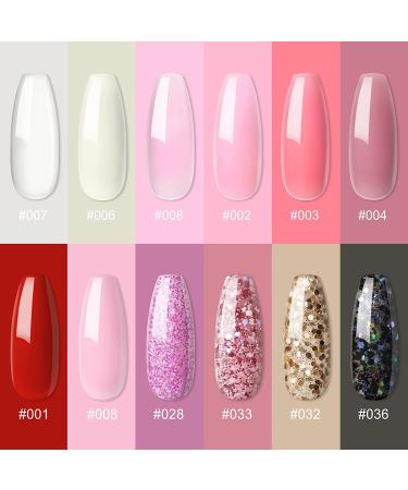 Poly Nail Gel Kit with 36W UV LED Lamp - 6 Nude Colors & 6 Glitter UV Gels, Base and Top Coat, Nail Art Gift Set for Women - Buy Online on SooperMarket.com