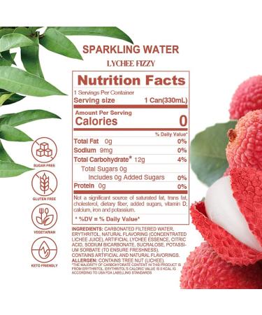 CHI FOREST Fizzy Lychee Sparkling Water 11.15 fl oz (Pack of 24) - Refreshing and Delicious - Buy Online on SooperMarket.com
