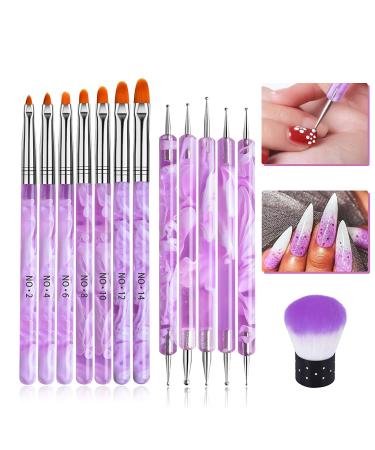 Ebanku 13 partly acrylic brush for nails gel nails brush set for UV gel & acrylic gel nails brush pens dotting tool kit for nail art design painting