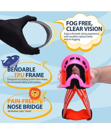 LOEO Kids Ski Goggle - Black with Red Silver Lens | Ski Goggles for Kids Youth Teens Boys and Girls 5-14 - Buy Online on SooperMarket.com
