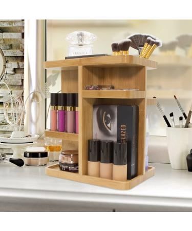 Sorbus 360 Bamboo Cosmetic Organizer - Multi-Function Storage Carousel for Makeup, Toiletries, and More - Ideal for Vanity, Desk, Bathroom, Bedroom, Closet, Kitchen - Eco-Friendly Bamboo - Buy Online on SooperMarket.com