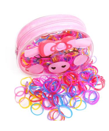 Fontee 400 pieces multi -colored hair holder hair tie Elastic rubber bands for baby girls especially for little girls with less volume hair pearl gloss