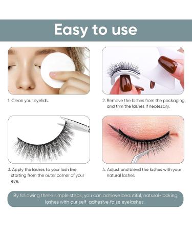 3 Pairs Self-Adhesive Reusable False Eyelashes - Waterproof Lashes - Natural Look - No Glue or Magnets Needed - Buy Online on SooperMarket.com