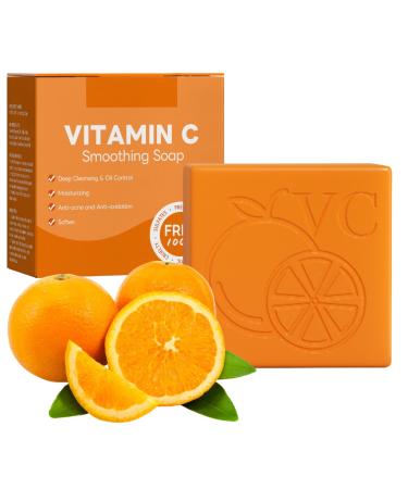 Orange Vitamin C Smoothing Soap Dark Spot Remover Soap Moisturizing Handmade Soap Bar for Body & Face Skin Brightening Soap Reduce Acne Blackheads Dark Spot
