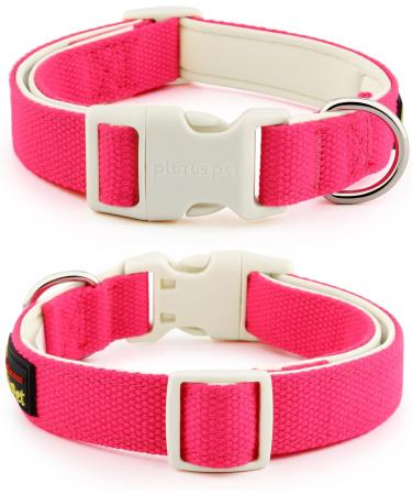 Plutus Pet Cotton Dog Collar Heavy Duty Collar with Soft Padding Adjustable and Comfortable for Small Medium and Large Dogs Hot Pink S Small Hot Pink - Buy Online on SooperMarket.com