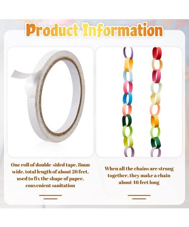 240 Sheets Bright Paper Chain Strips - 46 Ft Total Length - 1x8 Assorted Colors Construction Paper for Kids Art Craft - Includes Double Sided Tape - Buy Online on SooperMarket.com