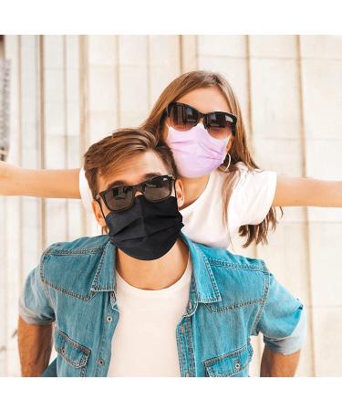 Assacalynn Disposable Face Masks 4 Layers - 2022 Upgrade, 50PCS Black Mask with White Inside - Breathable, Comfortable Flat Elastic Ear Bands - Pack of 50 - Buy Online on SooperMarket.com