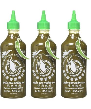 Flying Goose Sriracha Green Chilli Hot Sauce 455ml (Pack of 3) by CNMART
