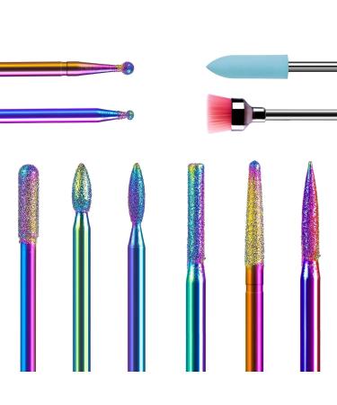 Melodysusia 10PCs Diamant Bits Set Professional Grinding Body Grinding Head Nail miller attachments set for manicure pedicure nail care colorful