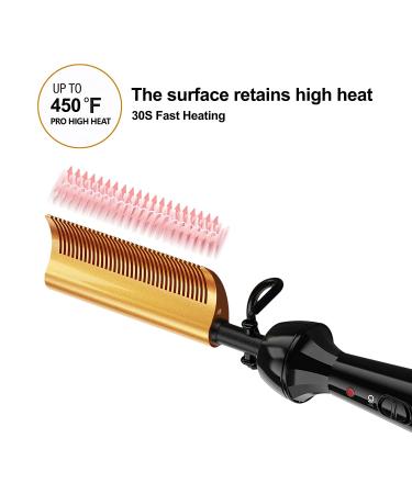 DAN Technology 450? Curved Teeth Hair Straightener Comb - Travel Size Dual Voltage Electric Comb for Professional Use - Ideal for Natural Black Hair - Buy Online on SooperMarket.com
