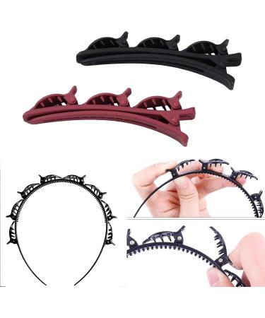 DHWEKU Bangs Hairstyle Hairpin 2 Pieces Hairstyle Aid Headband with Clips Hairpins Hairdressing Supplies Headband Hair Accessories Hair Band Hair Band with Clips Twist Clip Headband - Buy Online on SooperMarket.com
