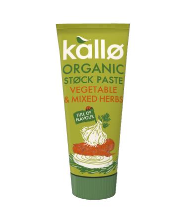 Kallo Organic Stock Paste Vegetable & Mixed Herbs Gluten Free & Vegan Friendly with No Artificial Colours Flavours or Preservatives Premium Instant Seasoning for Broth Sauces & Gravies 100g
