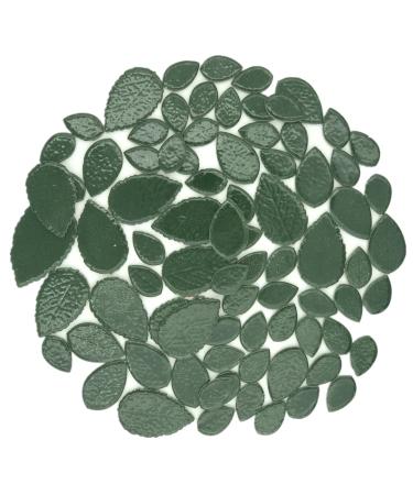 200g Leaves Shape Stained Ceramic Mosaic Tiles for Crafts   0.9 2 Various Sizes Mosaic Pieces  Porcelain Mosaic Tiles for Home Decoration (Green)