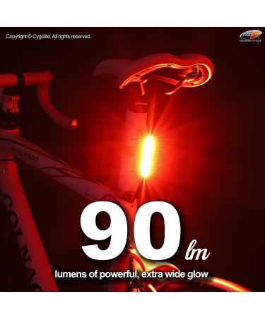 Cygolite Hotrod 90 Lumen Bike Tail Light | USB Rechargeable | 6 Night & Daytime Modes | Wide Glowing LEDs - Buy Online on SooperMarket.com