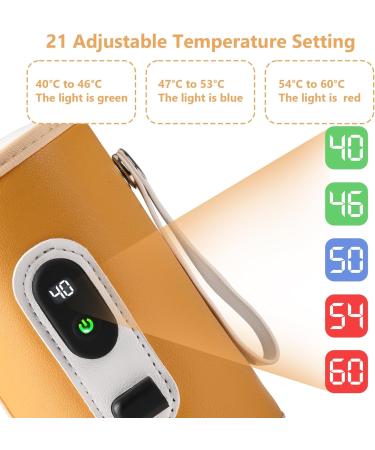 Portable USB Baby Bottle Warmer | Fast Heating with LCD Display | 40-60 C Temperature | 21 Gear Adjustable | Automatic Insulation | For Outdoor Car Travel - Buy Online on SooperMarket.com