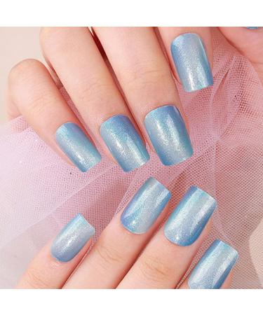 Glitter Solid Color Nail Wraps Purple Blue Nail Polish Stickers Adhesive Full Nail Wraps Stick On Nail Strips with 2 Pieces Nail Files for Women Gel Polish Nail semi-Curing UV Nail Stickers 03