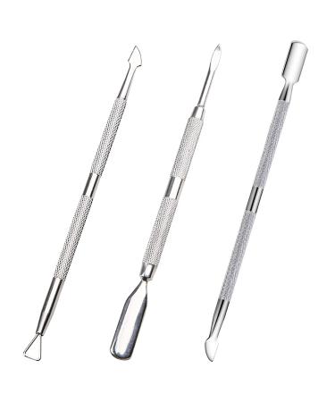 Cuticle Pusher 3Pcs Nail Tools Nail Cuticle Remover Metal Cuticle Pusher Nail Cuticle Pusher Nail Scraper Dual Cuticle Pusher Tool for Fingernails Toenails Nail Cleaner Cuticle Remover Tool