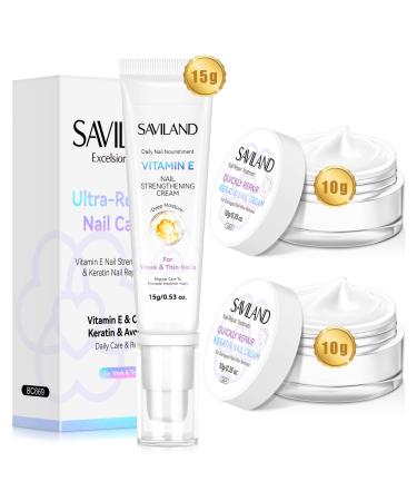 SAVILAND Nail Strengthening Cream with Vitamin E: Ultra-Repair Nail Strengthener for Nail Growth & Conditioning Cuticle Cream Nail Repair for Damaged Nails Nail Hard Nail Care & Gift Set Care
