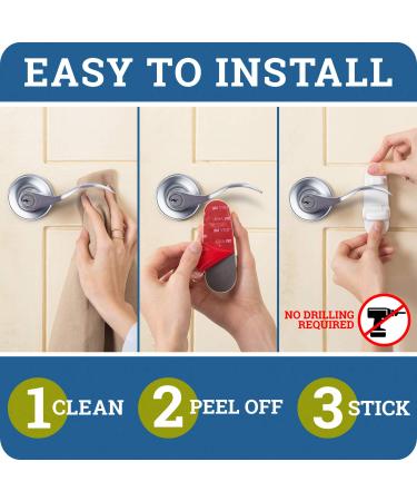 Improved Childproof Door Lever Lock (3 Pack) Prevents Toddlers from Opening Doors. Easy One Hand Operation for Adults. Durable ABS with 3M Adhesive Backing. Simple Install  No Tools Needed White 3 - Buy Online on SooperMarket.com