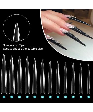 Vcedas 120PCS XXL Stiletto Half Cover Nail Tips - Clear Sharp Acrylic False Nails - Buy Online on SooperMarket.com