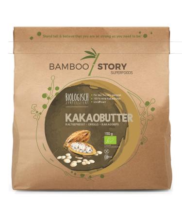 NEW | BAMBOO STORY | Cocoa butter | Cold pressed | Cocoa chips | Criollo | Organic | 150g | 100% pure