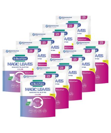 Dr. Beckmann Magic Leaves Colour Detergent Sheets Pre-Dosed & Water-Soluble Wash Sheets Space-Saving and Easy to Use 10 x 25 count (Pack of 10) Pack of 10