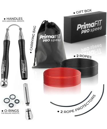 Primafit Pro Speed Jump Rope for Adults | Adjustable 3m Fitness Jump Rope with Weights 2 Ball Bearings & Anti-Slip Handles - Perfect for Boxing MMA & CrossFit - Buy Online on SooperMarket.com